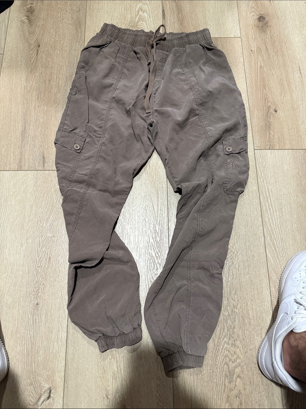 Women’s Brown Cargo Jogger Pants with Elastic Waist